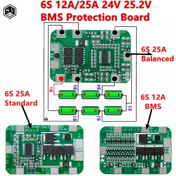 6 S 12A/25A 24 V 25.2 V PCB BMS koruma levhası 6 Paket 18650 Li-ion Lityum Pil Hücresi Modülü Yeni Varış Dengeli