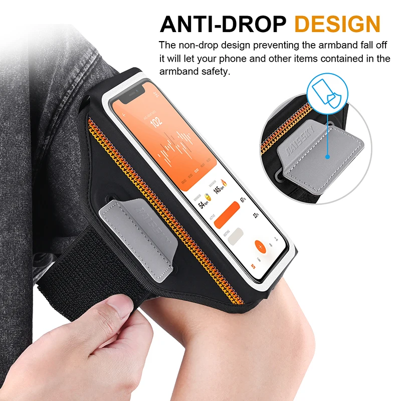 HAISSKY Zipper Pocket Running Sports Armband Bag For AirPods Pro 3 iPhone 15 14 13 12 Pro Max 14 Plus Belt Arm Bag For Xiaomi 13