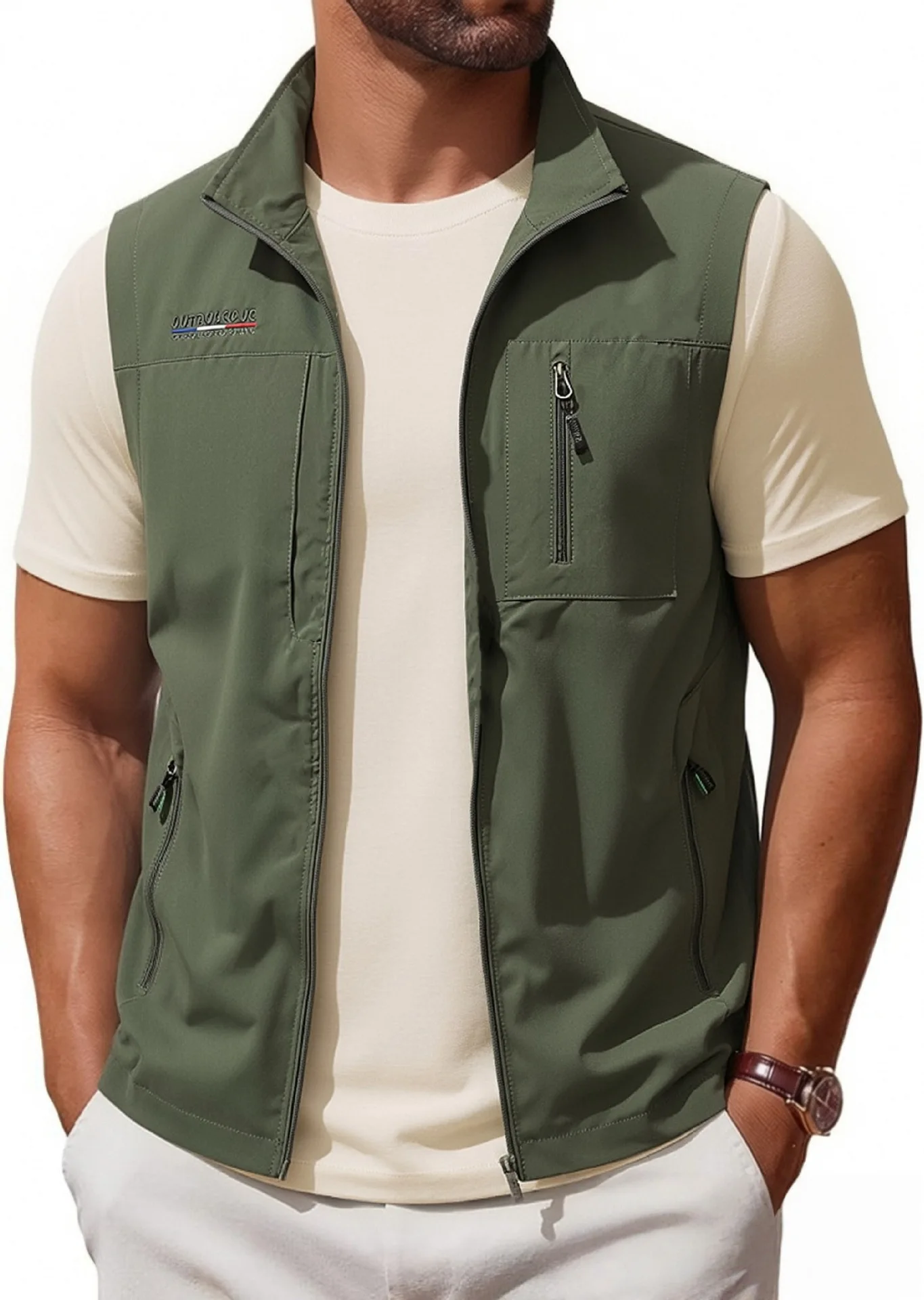 

Men Summer Quick Dry Fishing Vest Sleeveless Outdoor Hiking Jacket Casual Breathable Workwear Waistcoat Multi-Pocket Travel Vest