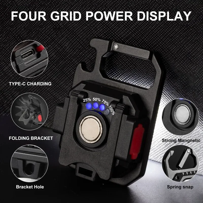 Multifunctional Keychain Light Bright Flashlight COB 7 Modes Diimming Camping Torch Outdoor Emergency Lamp For Fishing Hiking