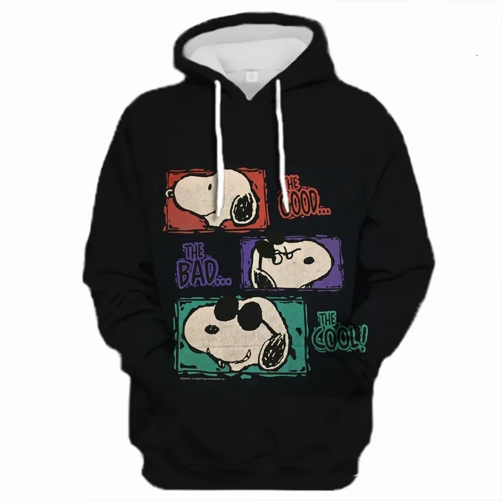 Autumn and Winter Disney Cartoon 3D Printed Snoopy Pattern Men's Hoodie Fashion Street Wear Casual Oversized Men's Pullover