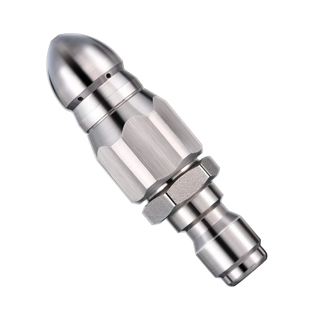 5000PSI G1/4 Inch Rvs Hogedrukreiniger Afvoer Riool Reinigen Pijp Rioolreinigers Spuiten Quick Plug Afvoer Slang nozzle Terug