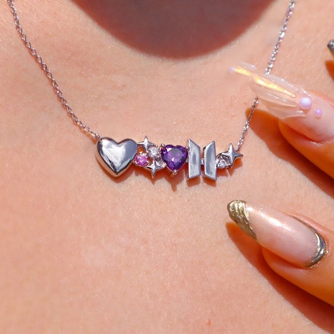 BT21 Schlüsselbeinkette Ami Stick Schmuck Mode Krone Support Peripherie-Schlüsselbeinkette Schulter-Geschenk