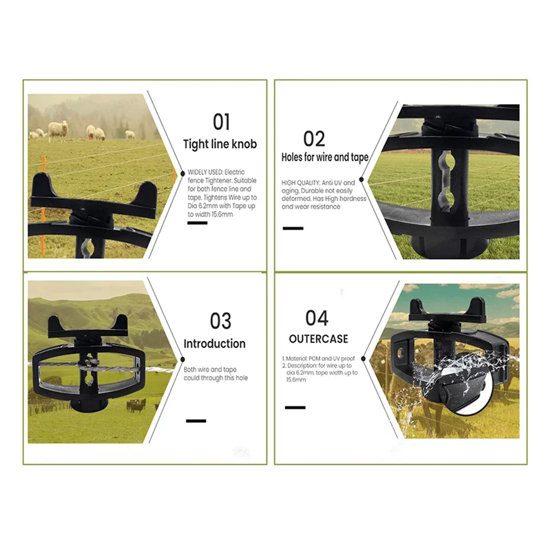 

ABRW-Plastic Electronic Fence Wire Tensioner Livestock Electric Fence Wire Portable Tape Tighteners For Farm Accessories 96Pc