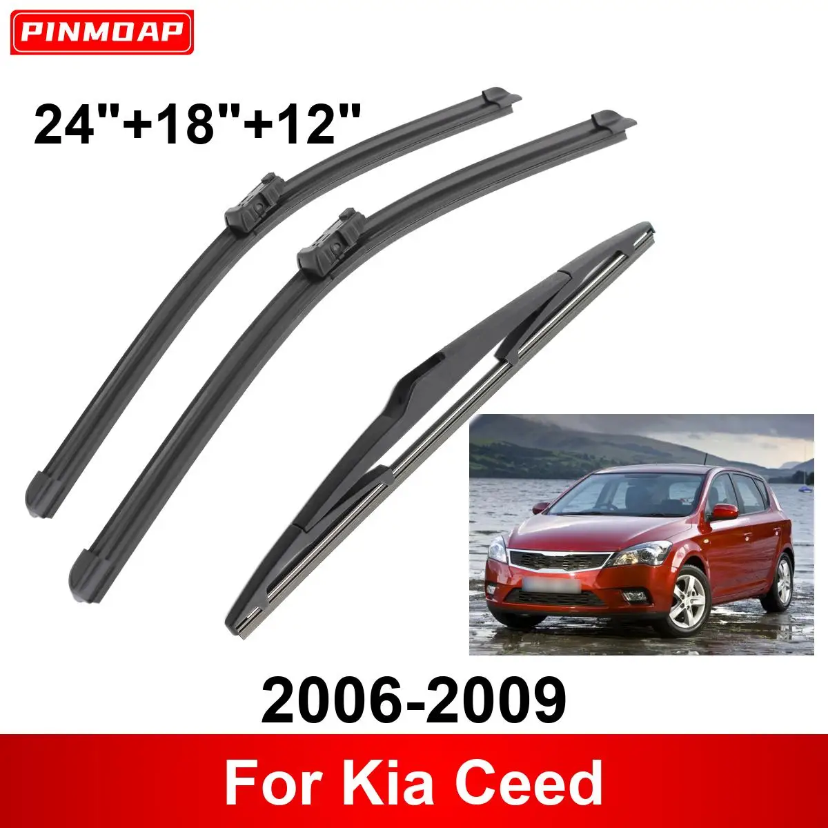 3PCS Car Wiper For Kia Ceed 2006-2009 Front Rear Wiper Blades Brushes Auto Accessories 2006 2007 2008 2009