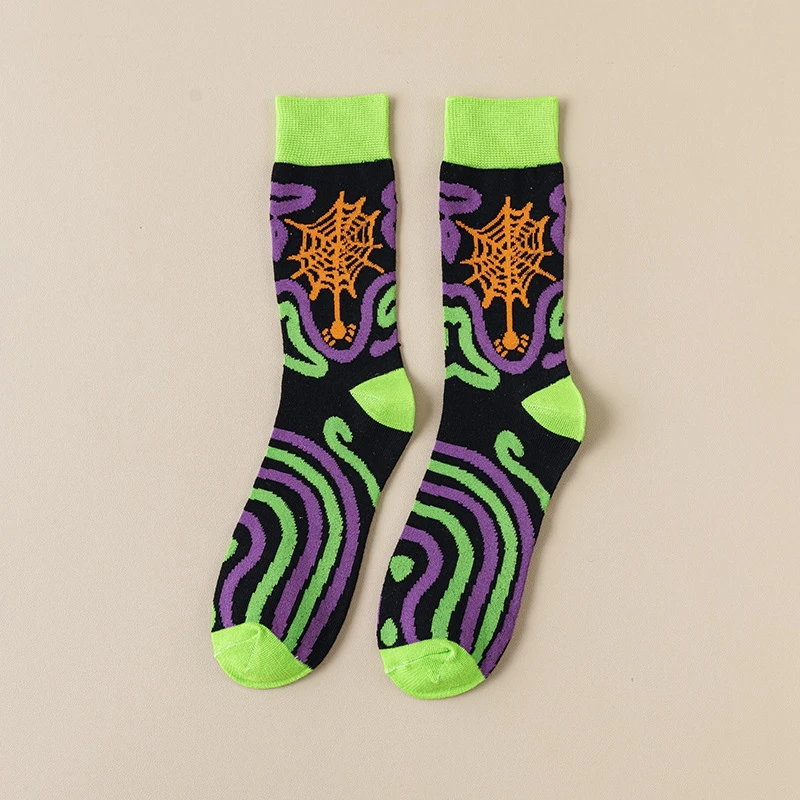New Halloween Female Socks Cartoon Pumpkin Monster Skull Bat Pattern Funny Tide Socks Fashion Colorful Hot Selling Cotton Socks