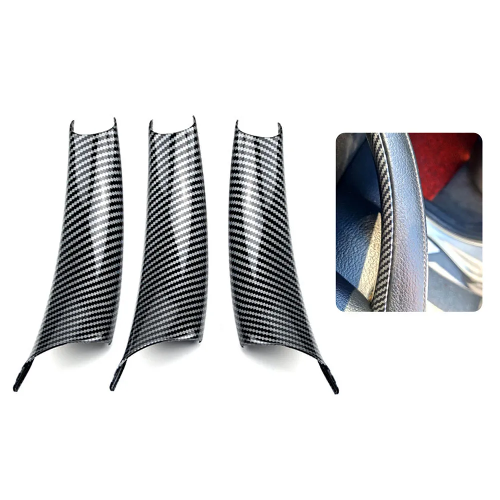 3x For BMW For X5 E70 X6 E71 E72 2007-2014 Carbon Texture Interior Door Pull Handle Cap ABS Accessory Interior Accessories