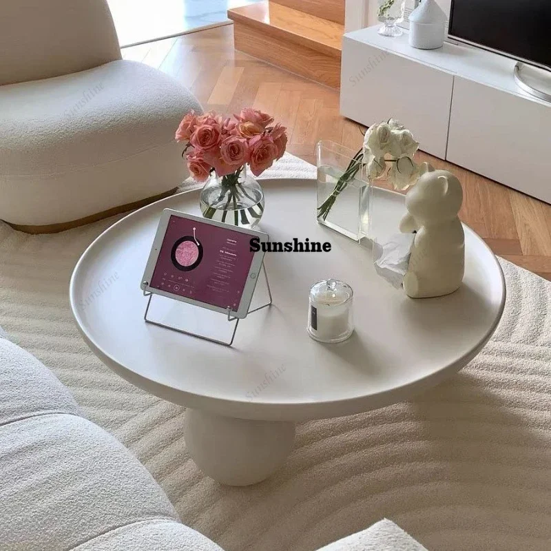 

Home Creative Nordic Simple Modern Small House Sofa Round Table Round Cream Style Tea Table Living Room Coffee TableTJ