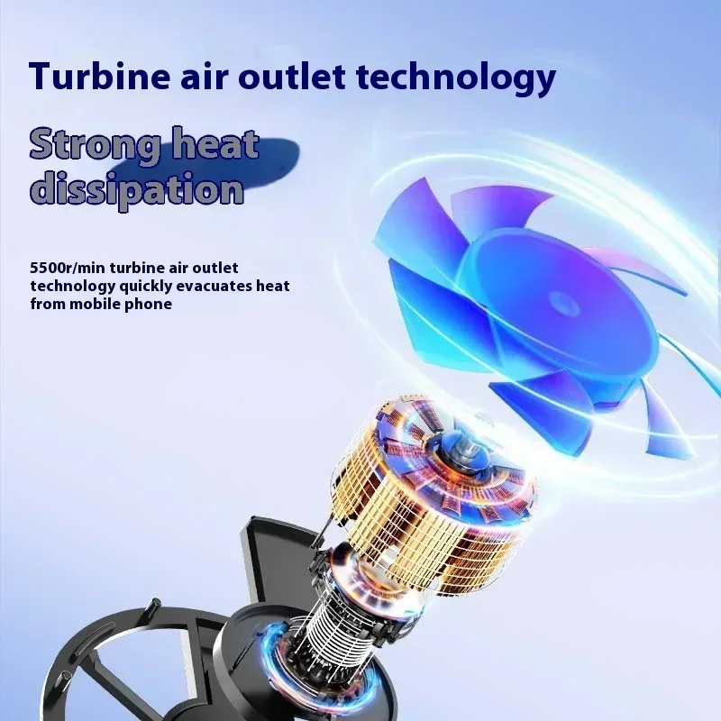 Phone Radiator Portable Magnetic Phone Cooler Low Noise Light Weight Fan with RGB Light Fast Cooling for Phone Tablet PUGB Game image 3