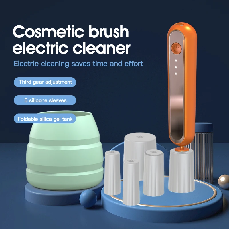 Foldable Electric Makeup Brush Cleaner Machine Dryer Set 10 Seconds Washing Makeup Foundation Type C Rechargeable Makeup Tools