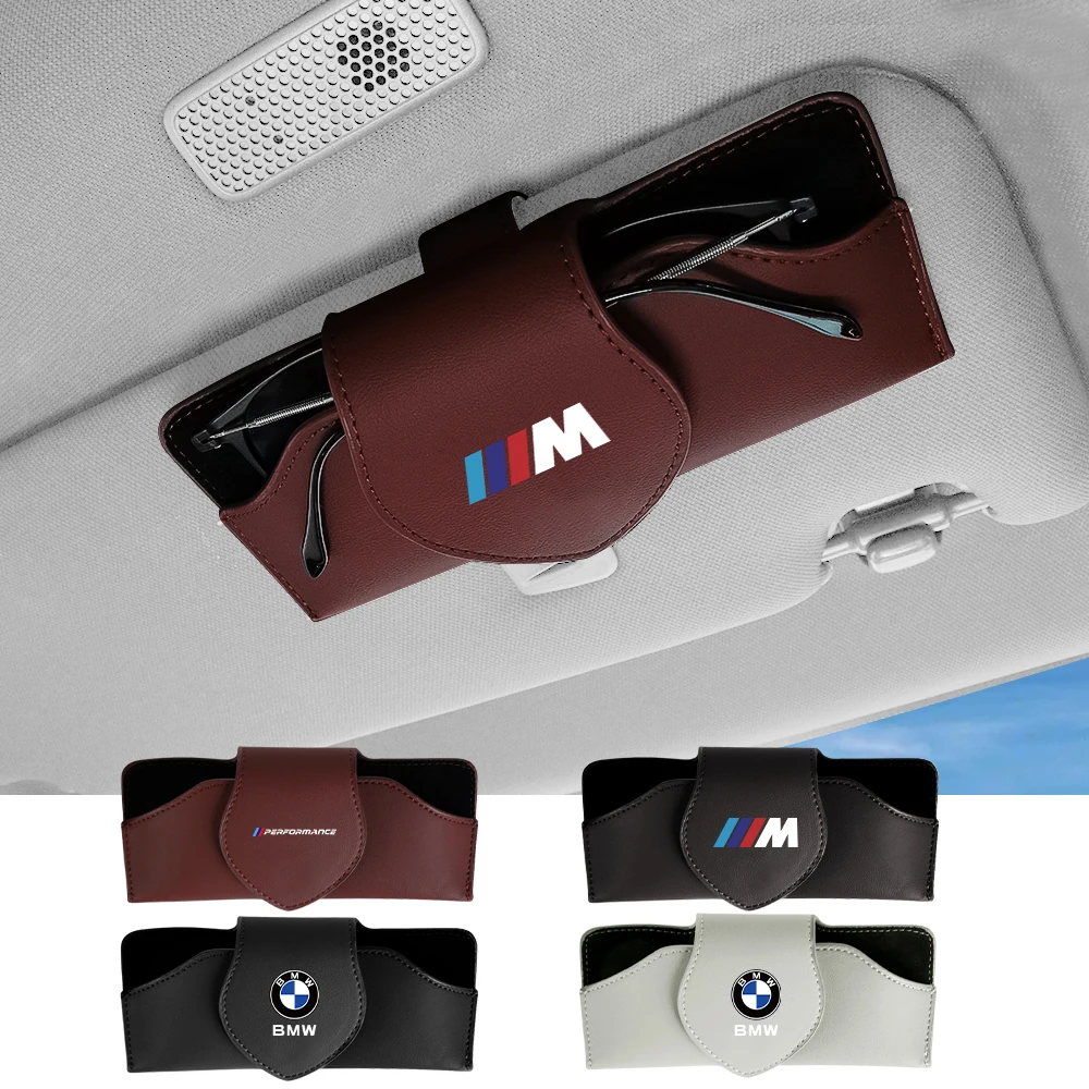 Leather Car Sunglasses Holder Multi-function Glasses Clips Accessories For Bmw M E46 E90 E60 F10 F30 E39 E36 E87 G30 Performance