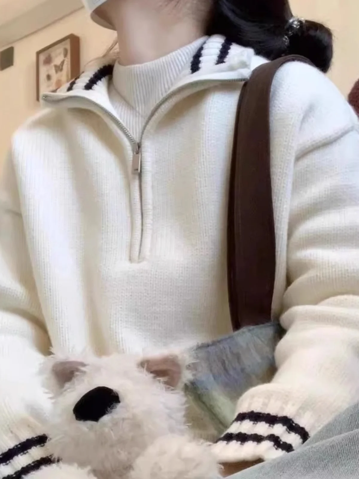 

Женский трикотаж на молнии, осенне-зимняя верхняя одежда для учащихся младших и старшеклассников, теплое длинное пальто-свитер свера