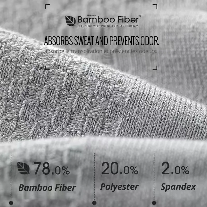 5Pairs/Lot Men's Socks Bamboo Fiber Socks Black Classic Business High Quality Fabric Soft Breathable Long Solid Color  Socks Men