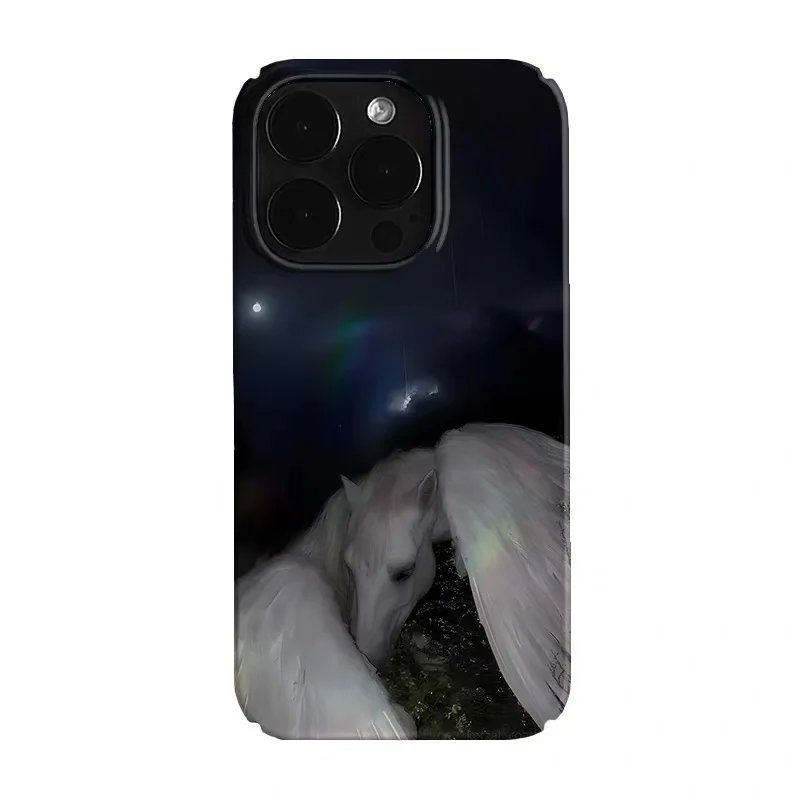 

White Melancholic Pony Cartoon Phone Case for IPHONE 17 Air 16E 15 PROMAX 14 Plus 13 12 MINI 11PRO 16Plus XR Acrylic Phone Cover