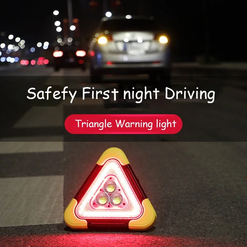 Flashing Emergency Car Red with Led Traffic Triangle Warning Light Road Breakdown Car Tripod Stop Sign Lamp Battery Powered 12v