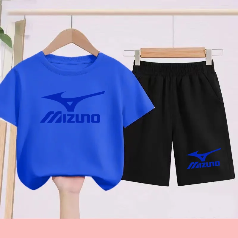 

Children Round Neck T-shirt Charming Clothing Letter Print Short sleeves Top+Shorts Boys Girls Toddler 3-12Yrs Casual Sports Set