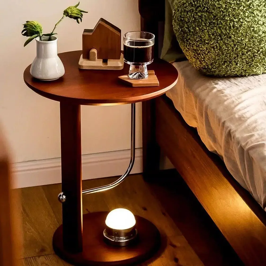 Small coffee table living room sofa edge removable bedside table corner shelf short round table