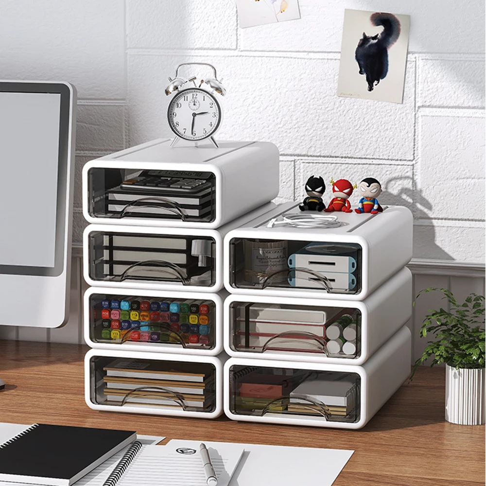 1PC Desk Storage Box Desk Stationery Drawer Storage Box Cosmetics Organizer Box Clutter Desk Storage Shelf