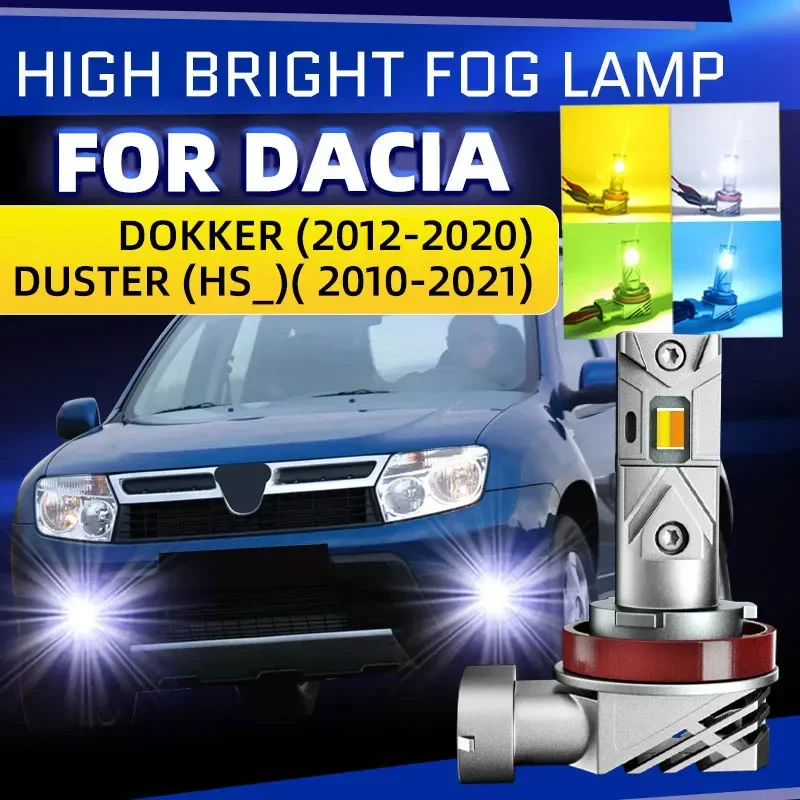 2pcs Car LED Front Fog Light Bulbs White Yellow Dual Colors Switchback Lamps For Dacia DOKKER MPV PickupVan DUSTER HS HM SUV VAN