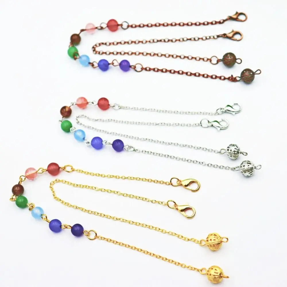 7 cuentas de Chakra, cadena de cuentas de Chakra, Color plateado, cuentas de Color dorado, cadena de péndulo, accesorios de joyería DIY