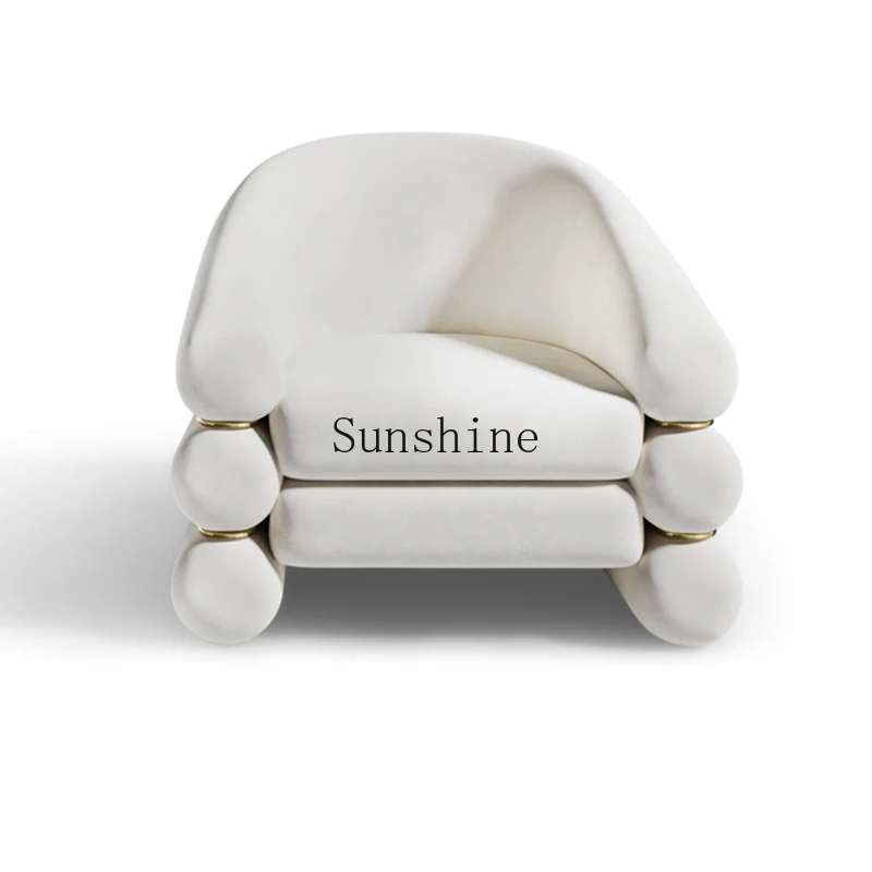 

Italian light luxury hair villa living room home cream wind leisure back sofa chair