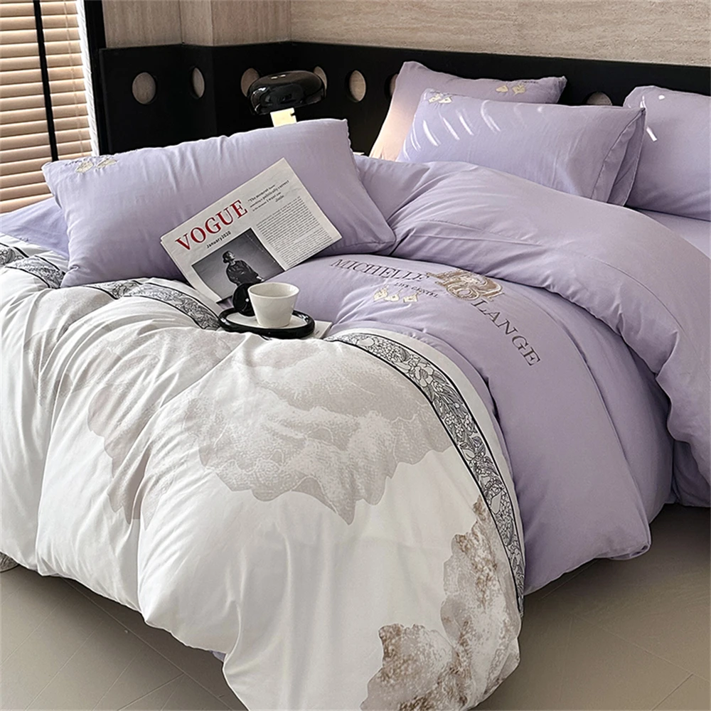 Light Luxury Bedding Sets Quilt Covers Home Duvet Cover Pillowcases Four-Piece Set Single Couple Bedsheet Double Size Bed Linen