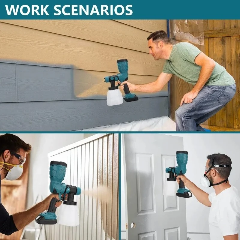 18V高速スプレーガン 家具塗装用 マキタ/ミルウォーキー/デウォルト/ボッシュ/リョービ18Vバッテリー対応 室内外壁用