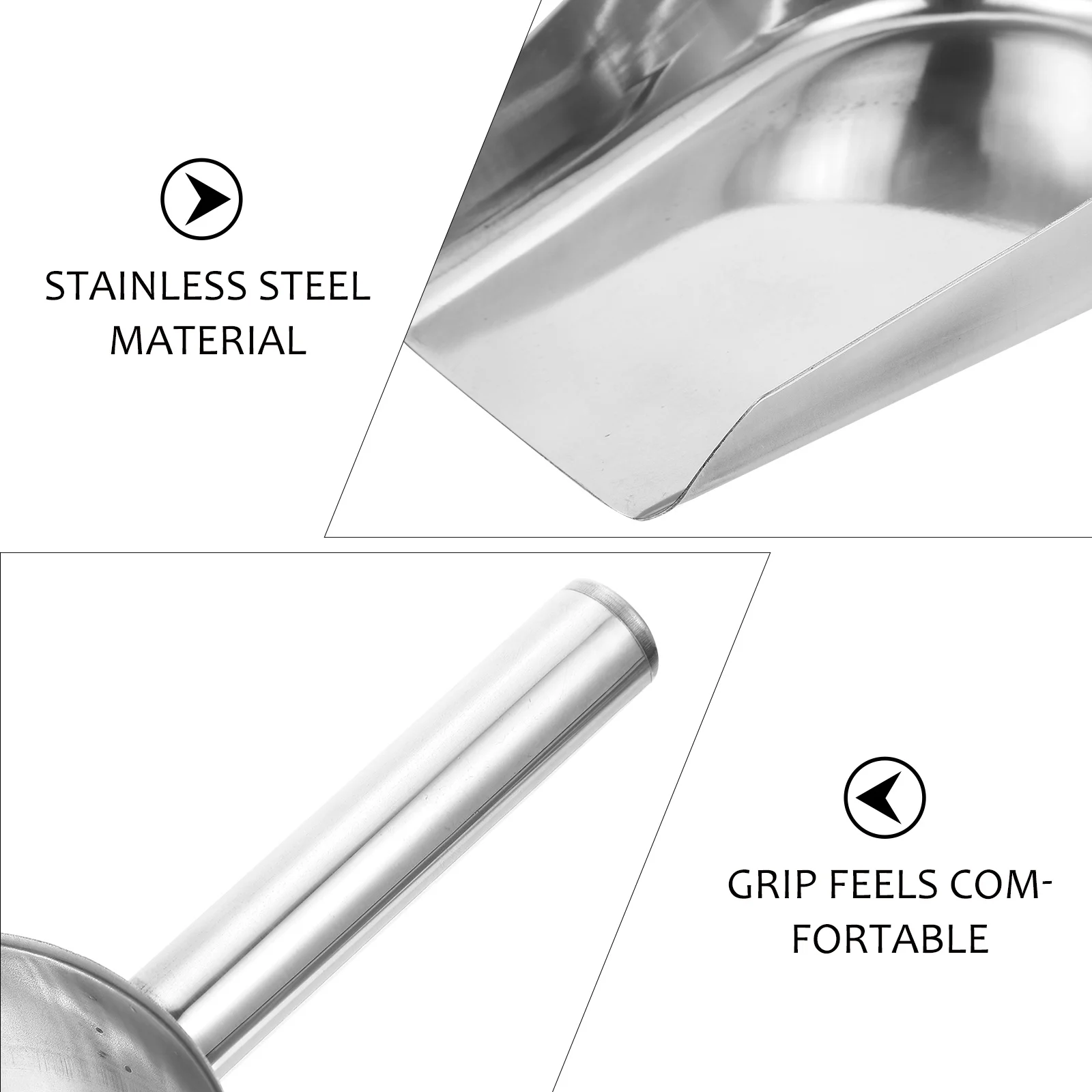 

Stainless Steel Ice Scoop Multipurpose Food Shovel for Kitchen Bar Restaurant Use Rice Flour Grain Dispensing Tool