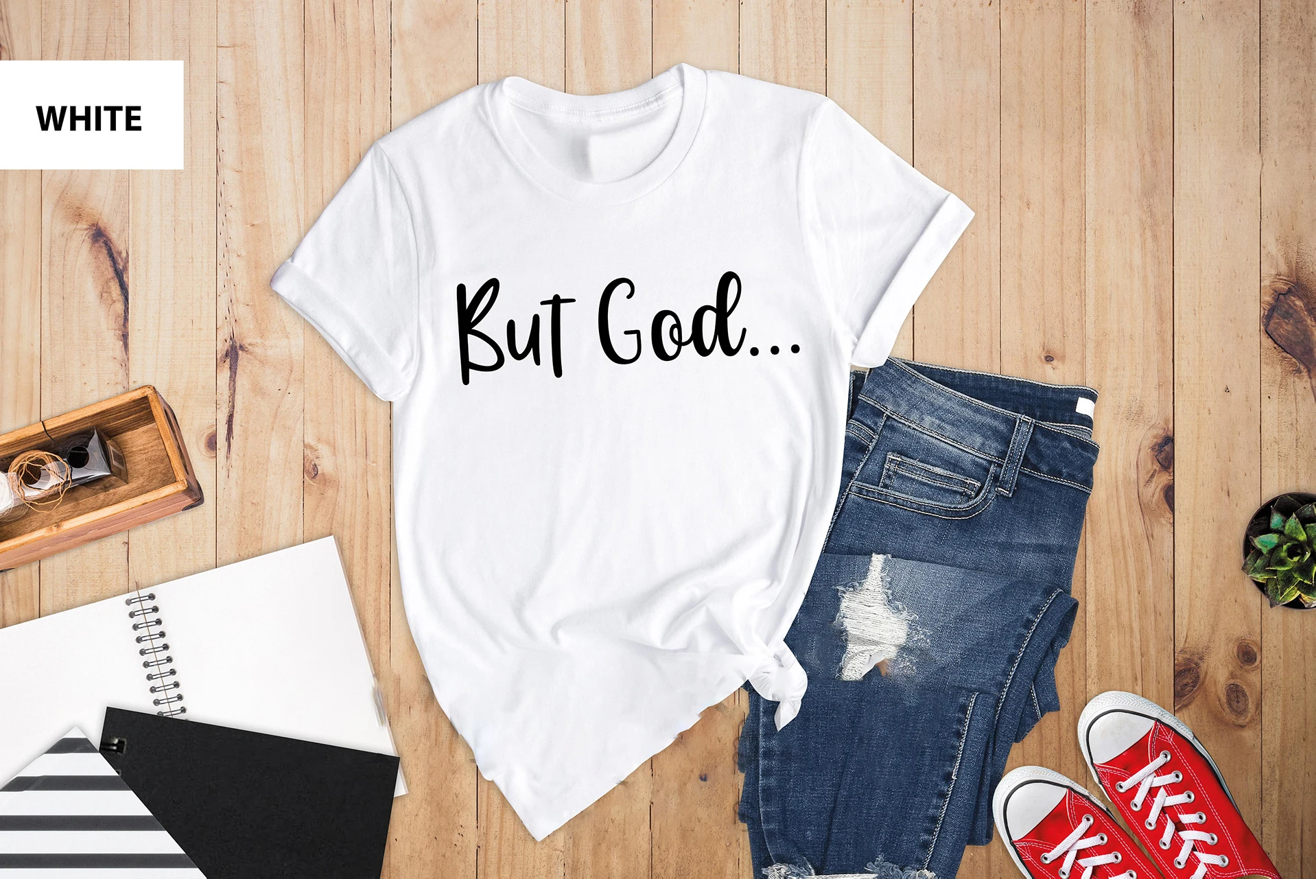 2024 New Hot Sale Fashion Jesus Festive Female T-shirt But God Slogan Individuality Women Shirt Trend Outdoor Casual Girl Tee