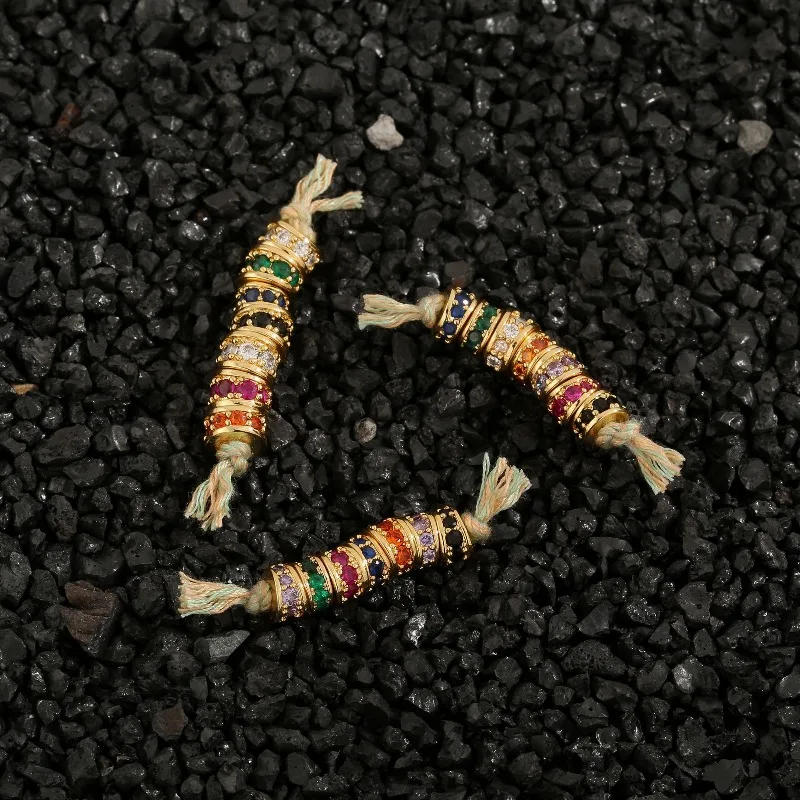 قوس قزح 7 مللي متر 6 مللي متر مستقيم قطع النحاس مطلية بالذهب كريستال خزر عازل ل سوار قلادة البوذية سبحة صلاة لتقوم بها بنفسك الحرفية مجموعة