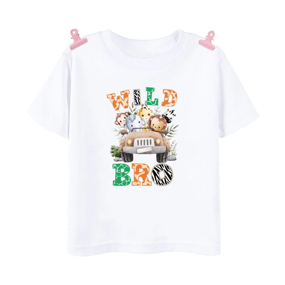 Wild One Animal Printed Family Matching Shirt Jungle Party Dad Mom Sis Bro Kids Look Outfit T-shirt Birthday Family Clothes Tops