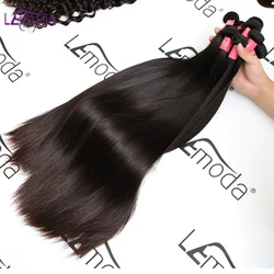 Feixes de cabelo humano em linha reta do osso brasileiro 1/3/4 extensões de cabelo tecer cor natural pacotes de cabelo cru lemoda remy cabelo 10a