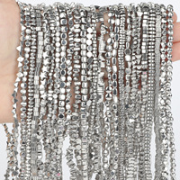 Natural Stone Rhodium Hematite Beads Two Holes Faceted Geometric Loose Spacer Beads DIY Charm For Jewelry Making Bracelet 15''