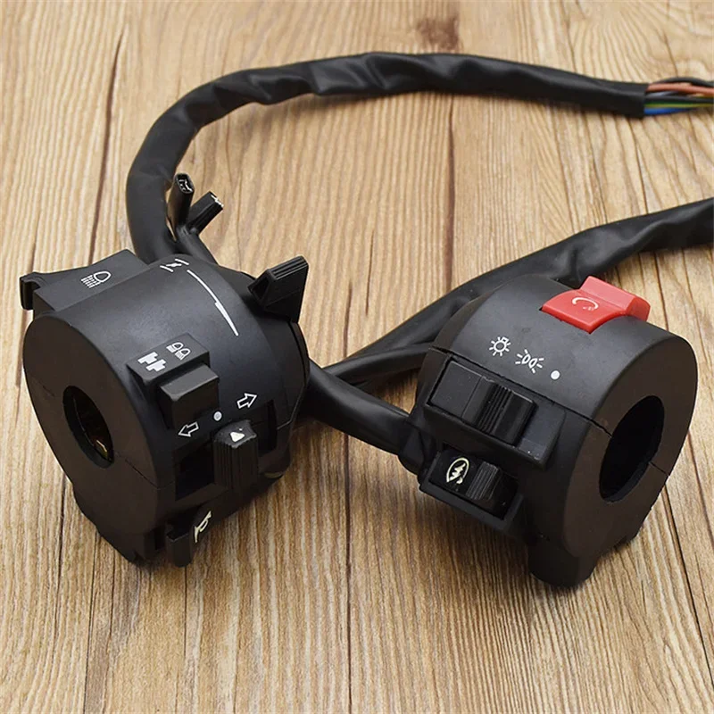 Interruptor de Controle para Motocicleta 22mm, Botão de Buzina, Sinalizador, Luz Elétrica, Interruptores de Controle de Partida para Moto