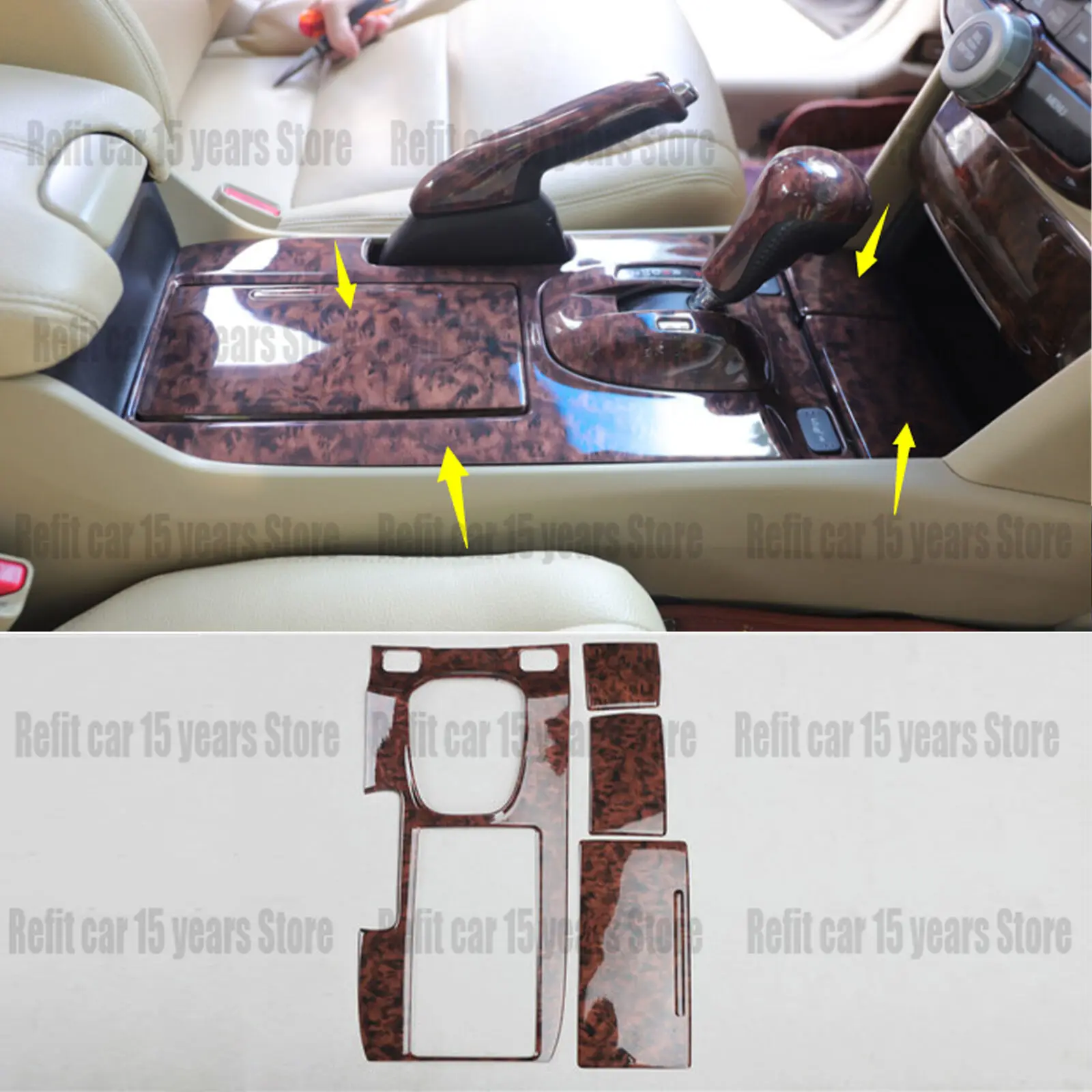 FOR HONDA Accord Crosstour 2008-2012 Wood grain central console Gear shift panel trim car acesssories