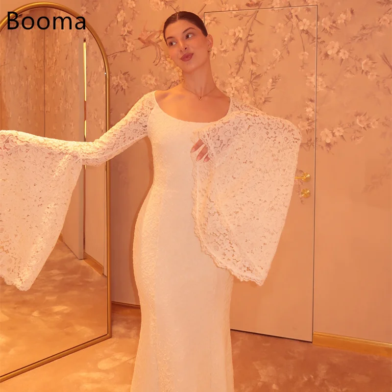 

Booma Mermaid O-Neck Lace Long Elegant Full-Sleeve Wedding Dresses Appliquess Brides Gown Custom Made 2025