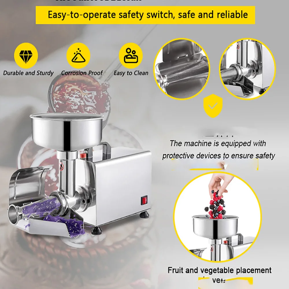 Electric Tomato Strainer Commercial Grade Sauce Milling Machine Stainless Steel Jam Maker