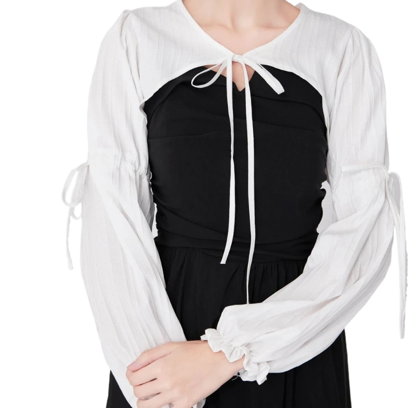 Long Sleeve Decorative Collar Female Sweater Dress Clothes Half Shirt Round Collar Applique False Collar for Decorative