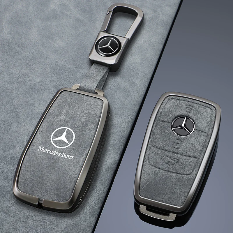 Zinc Alloy Leather Car Remote Key Cover Case For Mercedes Benz A C E S G Class GLC CLE CLA GLB GLS W177 W205 W213 W222 X167 AMG