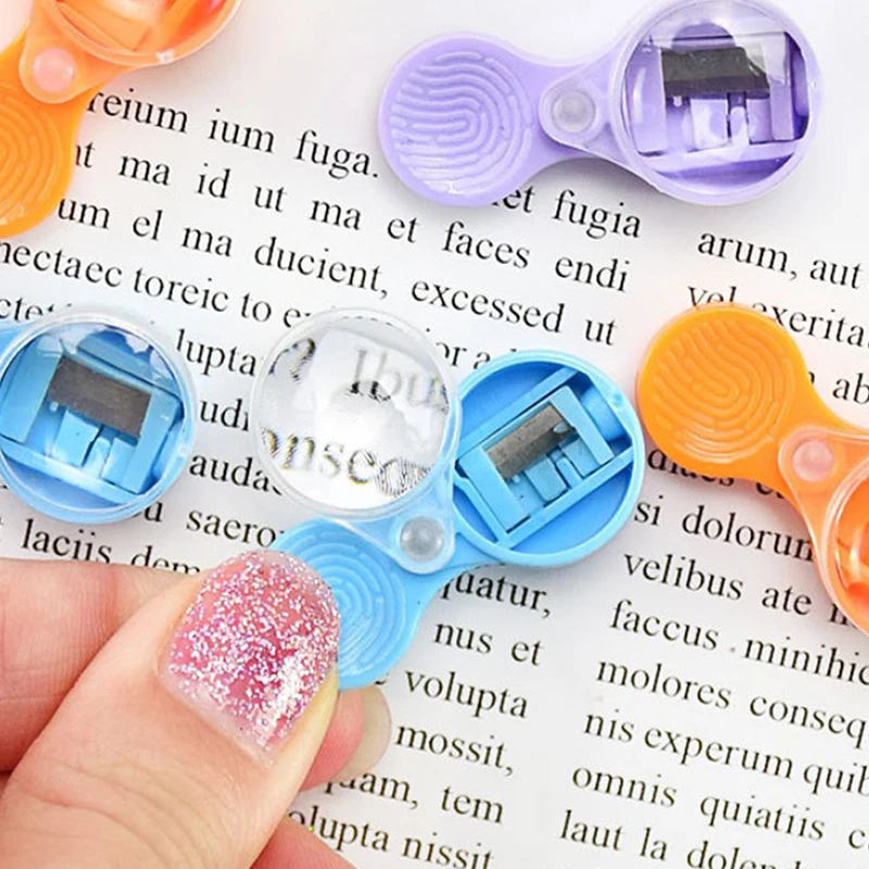 4pcs Pointer Pencil Sharpener Mini 2mm Leads Sharpener Portable Sharpener With Magnifying Glass Sharpening Tool 