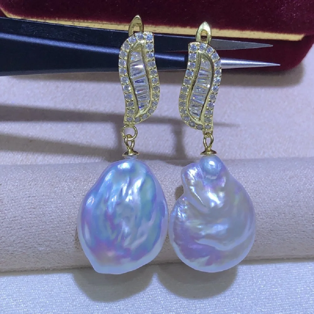 Fashionable luxury ear buckle 925 sterling silver pearl ear buckle earrings with natural pearls AAAA 10-11mm