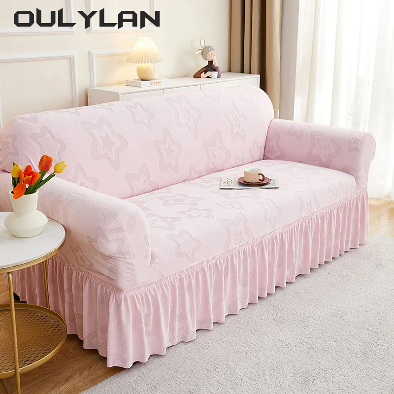 Sofa Cover 1/2/3/4 Seater Slipcover High Stretch Couch Cover Skirt Jacquard Thick Corner Sofa Protector Corner Couch Covers