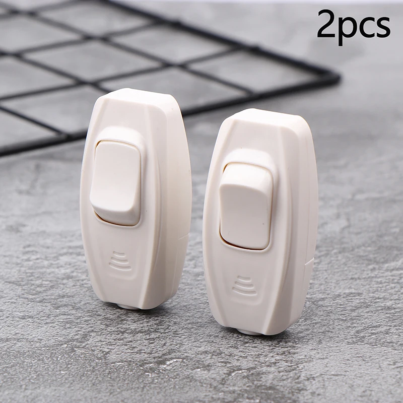 2Pcs White Inline On/Off Push Button Switch Led Lights Online Midway Control Switch Wires Cab Bedside Lamp Power Switch 10A 250V