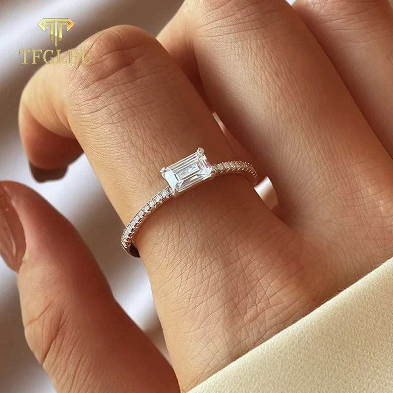 

TFGLBU 0,8 карата, сертифицированные изумрудной огранки, кольца с муассанитом для женщин, стерлинговое серебро 925 пробы, лабораторное предложение с бриллиантами, кольцо для свадебной вечеринки, подарок