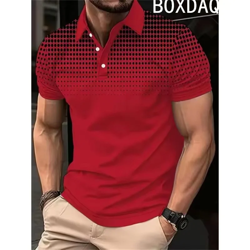 Colorful 3D Geometric Pattern Men's Polo shirt Business Casual Sports Polos Summer Oversized Short Sleeve Lapel Polo shirt