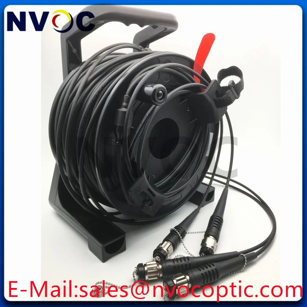 8Cores 100M Outdoor Single Mode Fiber ODC Round-ODC Male 5.0mm Black TPU Cable Patch Cord With PCD235 And 4C ODC-LC 1M Connector