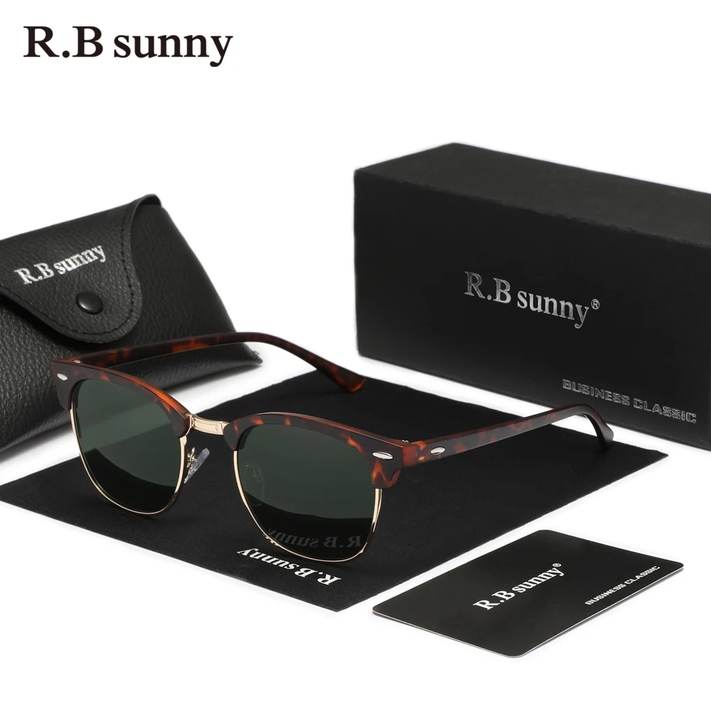 RBsunny Fashion HD okulary przeciwsłoneczne z lustrzanymi soczewkami męskie okulary do jazdy na zewnątrz spolaryzowane okulary UV400 okrągłe okulary damskie ze stopu PC