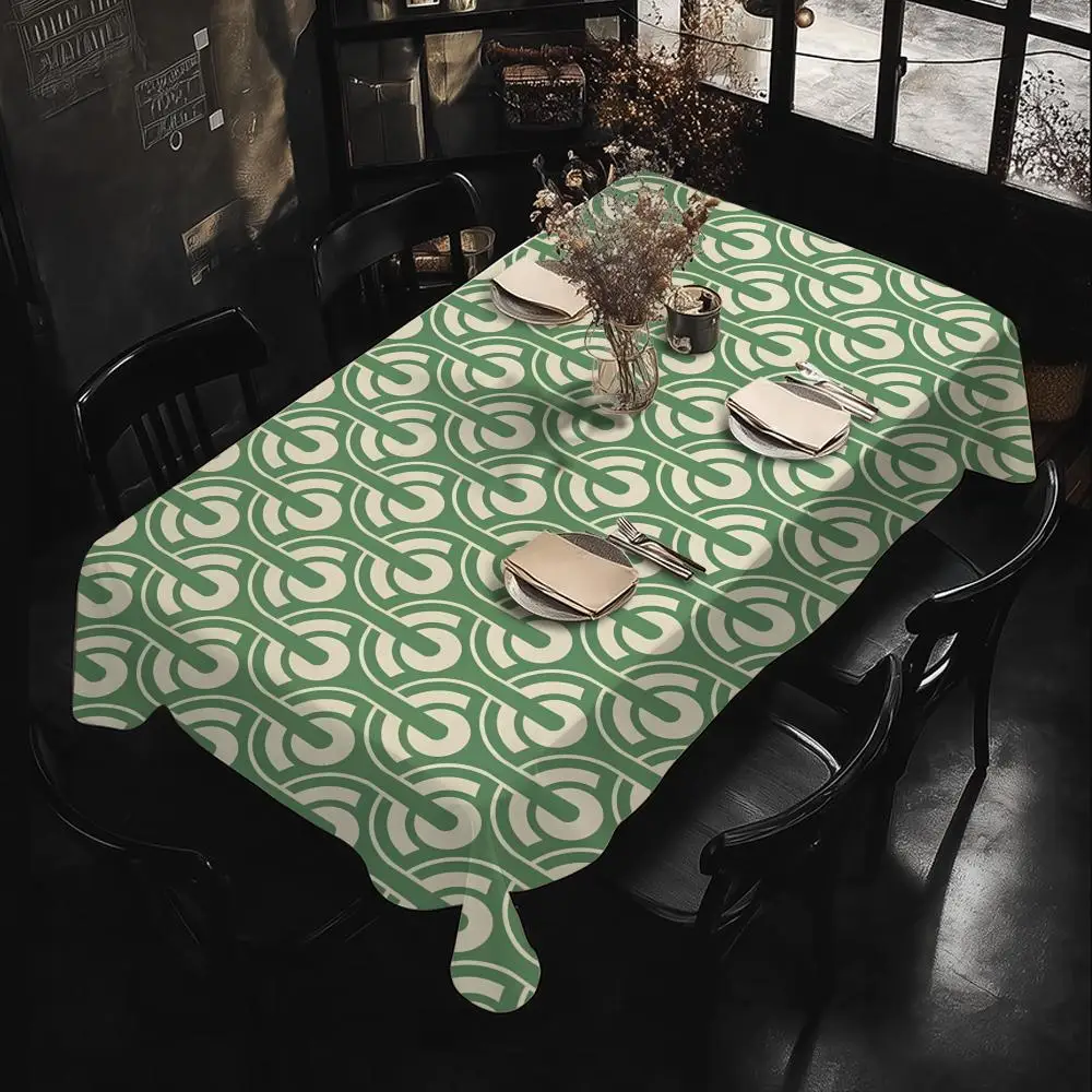 Fan Repeating Texture Table Cloth Home Party Picnic Dining Room Kitchen Desktop Dust-proof Decorative Table