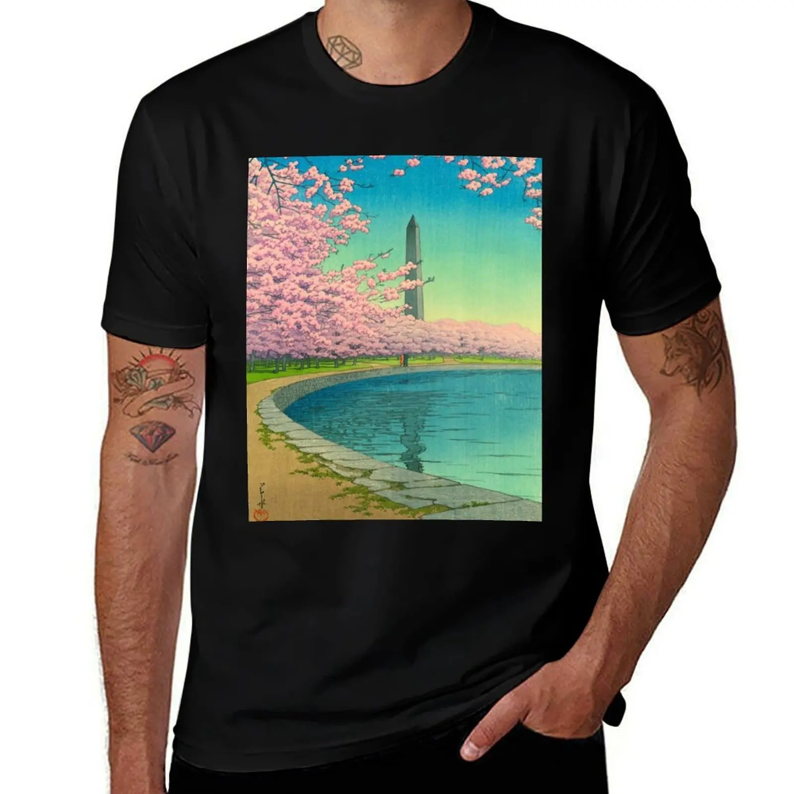 

The Washington Monument on the Potomac River by Kawase Hasui Vintage Woodblock Print East Asian Oriental Cultural Antiqu T-Shirt