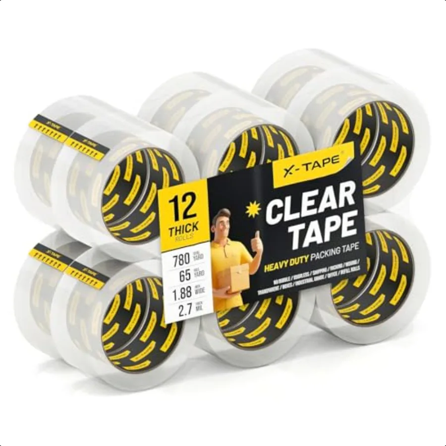 

Clear Packing Tape 12 Rolls 780 Total Yards Heavy Duty Packaging Tape for Shipping Moving Sealing and Refills 65 Yards Per Roll